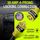 25ft Generator Extension Cord 30 AMP 4-Prong (L14-30P / L14-30R) - 10AWG4 125/250V STW - Hook and Loop Strap ETL Listed by LifeSupplyUSA - L14-30P / L14-30R,25 FT