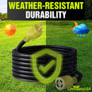 50ft Generator Extension Cord 30 AMP 4-Prong (L14-30P / L14-30R) - 10AWG4 125/250V STW - Hook and Loop Strap ETL Listed by LifeSupplyUSA