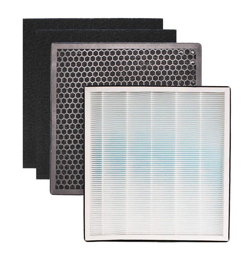 LifeSupplyUSA Complete Replacement Filter Set (1 True HEPA Filter + 1 Charcoal Filter + 2 Carbon Filter) Compatible with Ivation IVAHEPA01 Deodorizer Sanitizer Air Purifiers