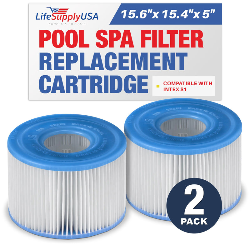 LifeSypplyUSA Spa Filter Cartridge Replacement for Intex S1 29011E fits PureSpa Hot Tub Pool Filter (2-Pack)