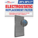 LifeSupplyUSA 20x30x1 Electrostatic Air Filter, MERV 8, Washable, Reusable Furnace AC/HVAC Filter, Energy Saving, Easy to Clean, Long-Lasting - 1-Pack,20" x 30" x 1"