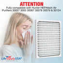 30928 True HEPA Filter Compatible with Hunter HEPAtech Air Purifiers 30057 3005 30067 30078 30079 & 30124 by LifeSupplyUSA - 1-Pack