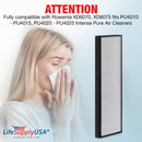 LifeSupplyUSA True HEPA Filter Replacement Compatible with Rowenta XD6070, XD6075 fits PU4010 - PU4015, PU4020 - PU4025 Intense Pure Air Purifier - 1-Pack