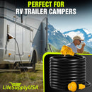 50ft RV Extension Cord 30 AMP (TT-30P/L5-30R) with Twist-Lock Connector and Grip Handle, Hook and Loop Strap - STW 10/3 AWG 125 Volt - Heavy Duty - by LifeSupplyUSA - TT-30P/L5-30R,50 FT