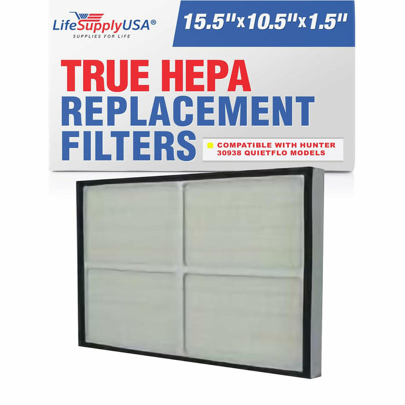 LifeSupplyUSA HEPA Filter Replacement Compatible with Hunter 30938 QUIETFLO Models 30115, 30145, 30170, 30175, 30185