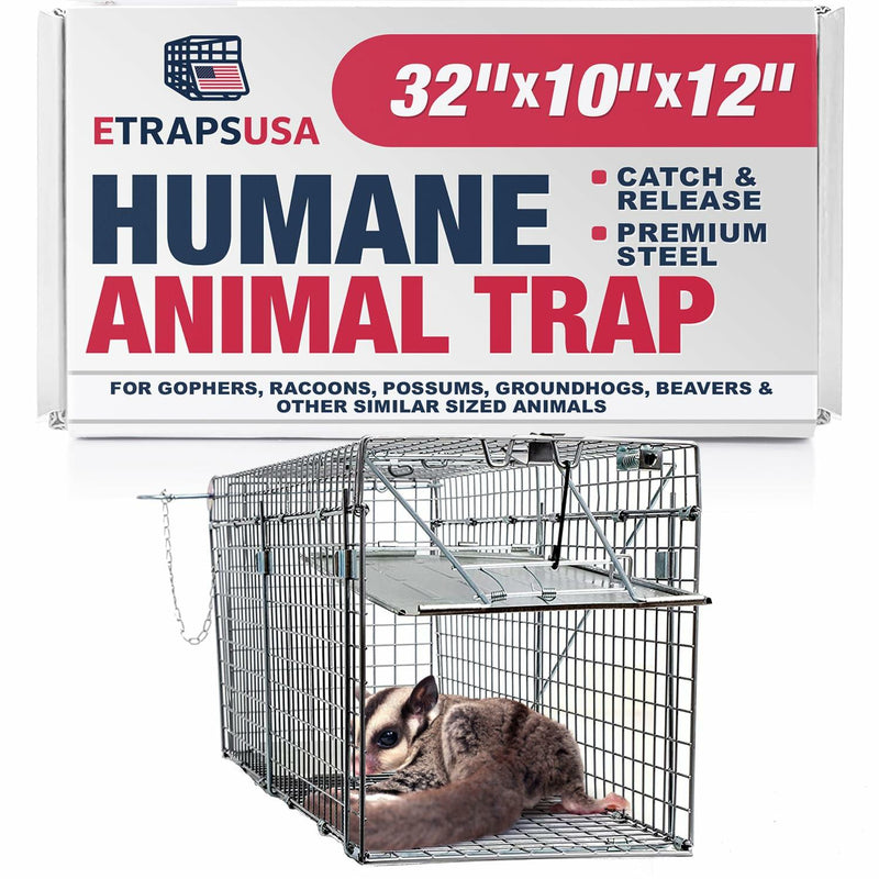 LifeSupplyUSA Best Humane Animal Trap (32"x10"x12") - Animal Trap for Gophers, Racoons, Possums, Groundhogs, Beavers and Other Similar Sized Animals. Easy Trap Catch & Release cage with 1-Door