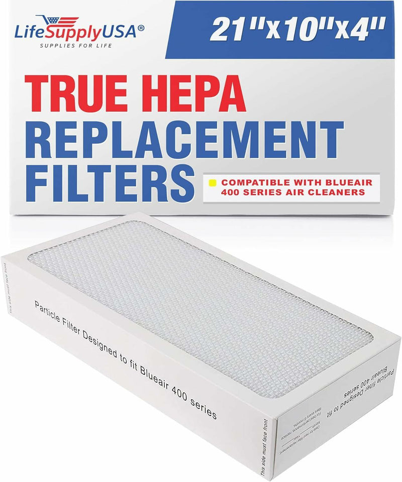 LifeSupplyUSA True HEPA Filter Replacement Compatible with Blueair 400 Series 400PF 401 401PF 410B 402 403 410 450E 455 455EB Air Purifier (5-Pack)