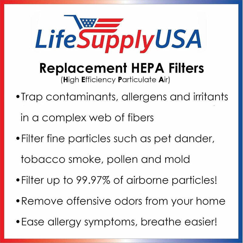 LifeSupplyUSA True HEPA Filter Replacement Compatible with Homedics AF-10FL AR-10 AF-75FL AF-75 AT-75 Hypoallergenic Air Purifier (5-Pack)