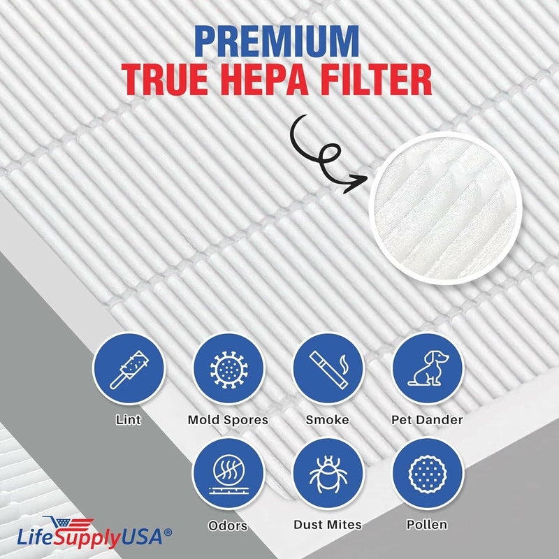 LifeSupplyUSA True HEPA Filter Replacement Compatible with Blueair All 500/600 Series Purifiers 501, 503, 505, 510, 550E, 555EB, 601, 603, 605, 650E Air Purifier (9-Pack)