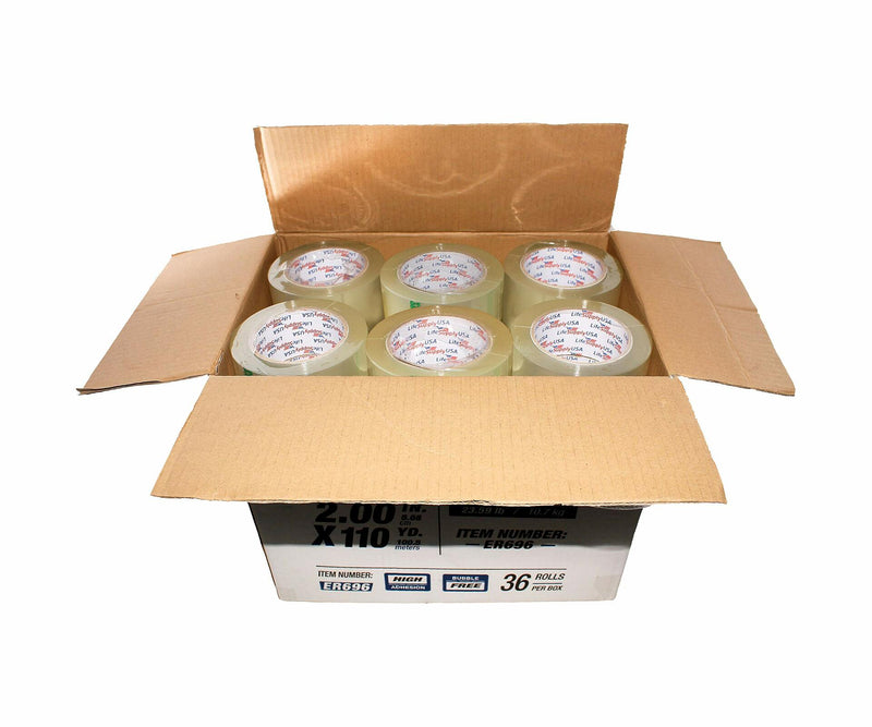 LifeSupplyUSA 72 Rolls Heavy Duty Packing Tape 2" x 110 Yards 2.0 mil - Transparent - Bubble Free, Adhesive, for Shipping/Moving/Storage/Box Carton Packaging Seal