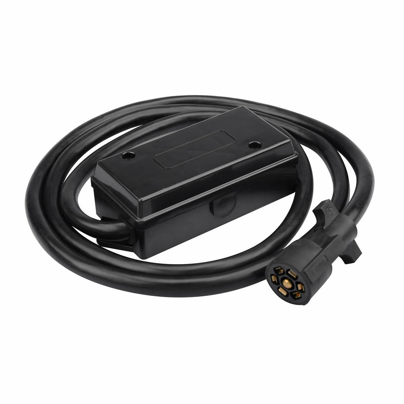 6ft 7-Way Trailer Cable with Junction Box - 10AWG - Black - by LifeSupplyUSA