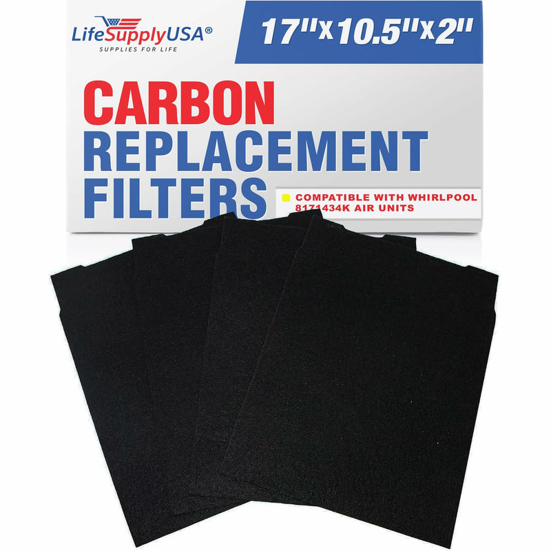 LifeSupplyUSA Carbon Pre-Filter Replacements Compatible with Whirlpool 8171434K Air Models AP350 AP450 AP510 (4-Pack)