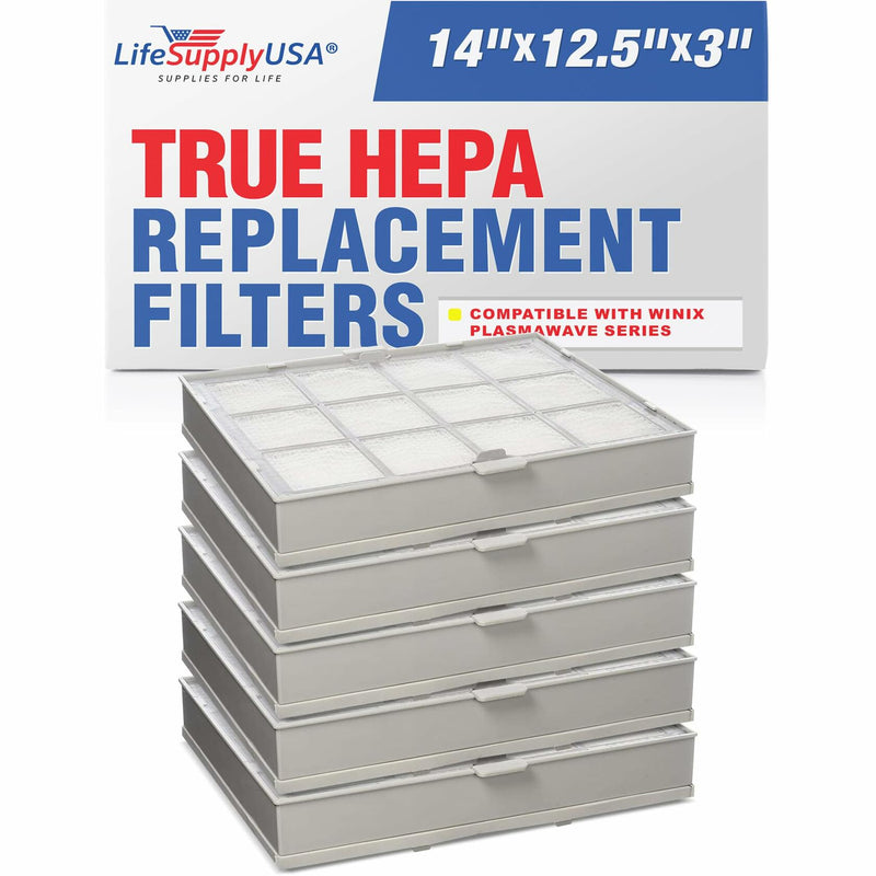 LifeSupplyUSA True HEPA Filter Replacement Compatible with Winix 119010 Size 17 PlasmaWave P150, U150, 9300, 9000S and 5000S Small Air Purifier (5-Pack)