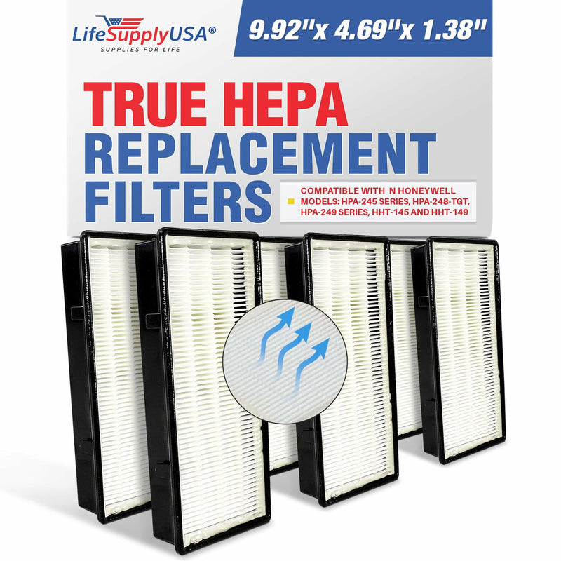 LifeSupplyUSA True HEPA Filter Replacement Compatible with Honeywell HPA-245 series HPA-248-TGT HPA-249 series HHT-145 and HHT-149 Air Purifier (6-Pack)