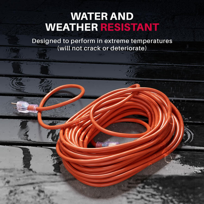 200ft Power Extension Cord Outdoor & Indoor - Waterproof Electric Drop Cord Cable - 3 Prong SJTW, 10 Gauge, 10 AMP, 125 Volts, 1250 Watts, 10/3 by LifeSupplyUSA - Orange (1 Pack)