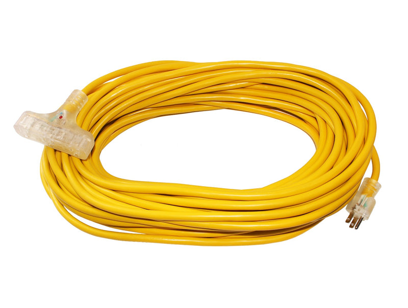 500 case 12/3 100ft Wire Gauge 3 OUTLET Tri-Source SJT Indoor Outdoor Vinyl LIGHTED Electric Extension Cord, 100 Feet-Extension Cords- LifeSupplyUSA