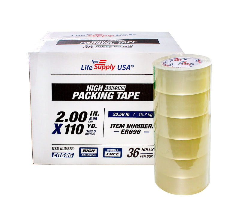144 Rolls Heavy Duty Packing Tape Shipping Moving Storage Transparent Bubble Free Adhesive Box Carton Packaging Seal 2" x 110 Yards 2.0 mil-Packing Tape- LifeSupplyUSA