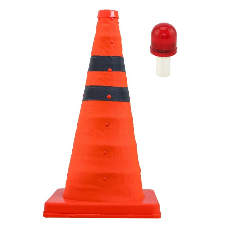 25PK Collapsible 18" Inch Reflective Multi Purpose Pop Up Road Safety Extendable Traffic Cone with LED Light Lamp Topper-Traffic Cones- LifeSupplyUSA