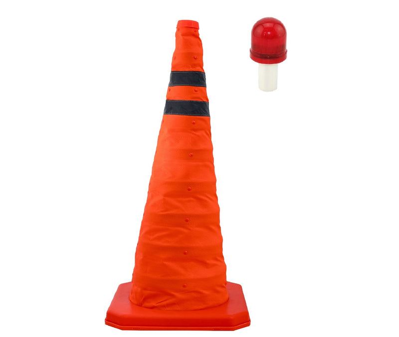 25PK Collapsible 28" Inch Reflective Multi Purpose Pop Up Road Safety Extendable Traffic Cone with LED Light Lamp Topper-Traffic Cones- LifeSupplyUSA