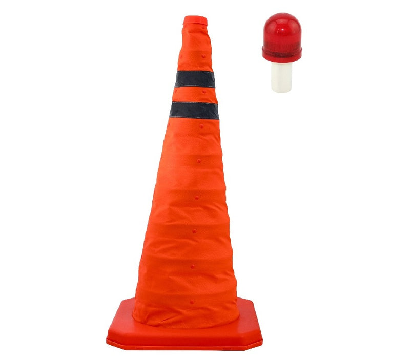 10PK Collapsible 28" Inch Reflective Multi Purpose Pop Up Road Safety Extendable Traffic Cone with LED Light Lamp Topper-Traffic Cones- LifeSupplyUSA